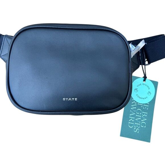 NWT! STATE Bags Black Smooth Leather Bennett Fanny Pack - Picture 3 of 7